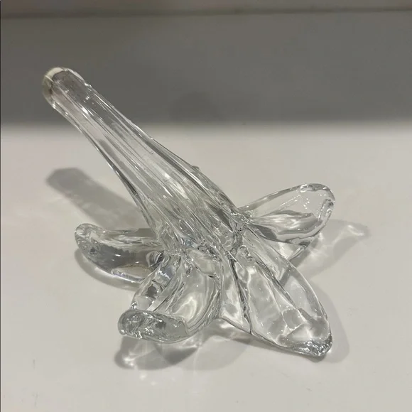 VINTAGE Hand Blown Clear Glass Lily Flower Shaped Single Bud Vase 7 inch - Picture 3 of 4